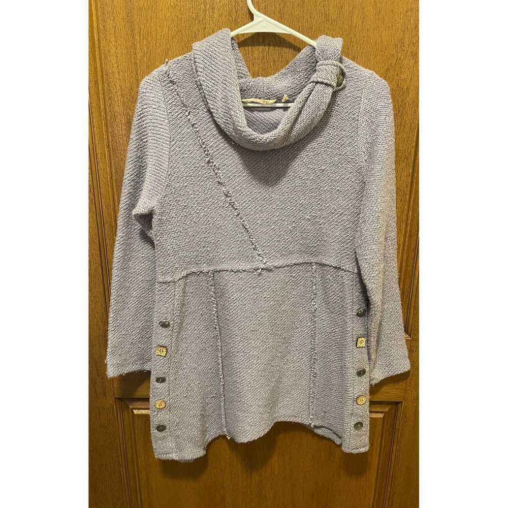 Soft Surroundings Lavender Cowl Neck Tunic Sweater Boucle Seam Detail 2AZ93